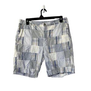 LL Bean Womens Blue Madras Plaid Favorite Fit 16 Bermuda Shorts Coastal Preppy